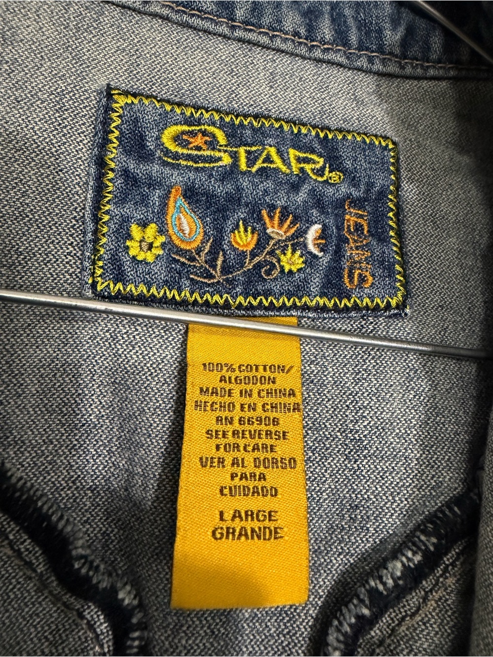 Y2K Western Star Jeans Denim Ruffle-Trim Jacket - Blue - Picture 2 of 7
